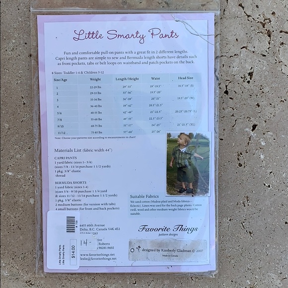 Favorite Little Things Shorts Sewing Pattern Uncut - Picture 2 of 5
